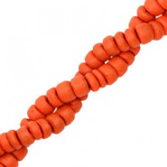 Coconut beads disc 6mm Coral red